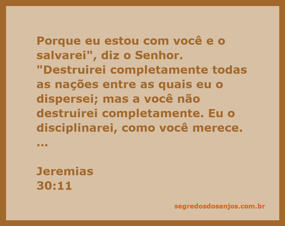 Versículo bíblico Jeremias 30:11 com mensagem de esperança e proteção divina.