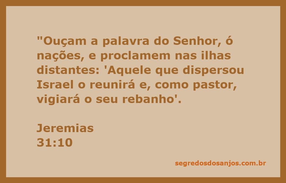 Imagem representativa do versículo Jeremias 31:10, mostrando um pastor cuidando de um rebanho, simbolizando a reunificação de Israel.