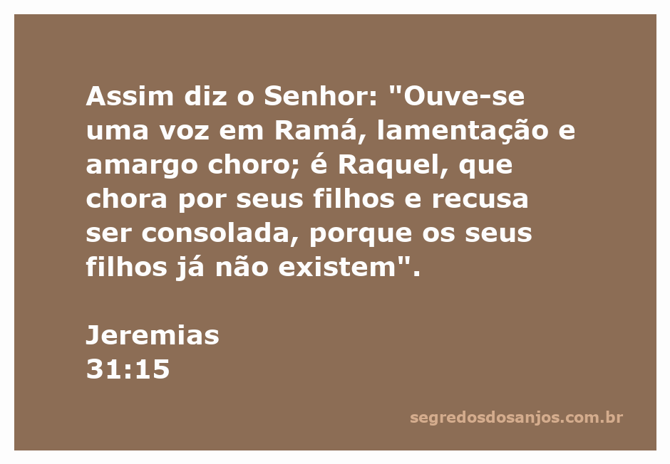 Ilustração de Raquel chorando por seus filhos, simbolizando a dor e a lamentação mencionadas em Jeremias 31:15.