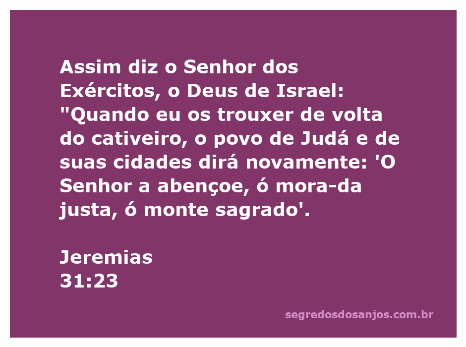 Imagem representativa do versículo Jeremias 31:23, mostrando uma cidade abençoada com montanhas ao fundo.