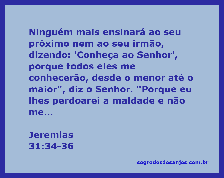 Imagem representativa do versículo Jeremias 31:34-36, destacando o relacionamento pessoal entre Deus e seu povo.