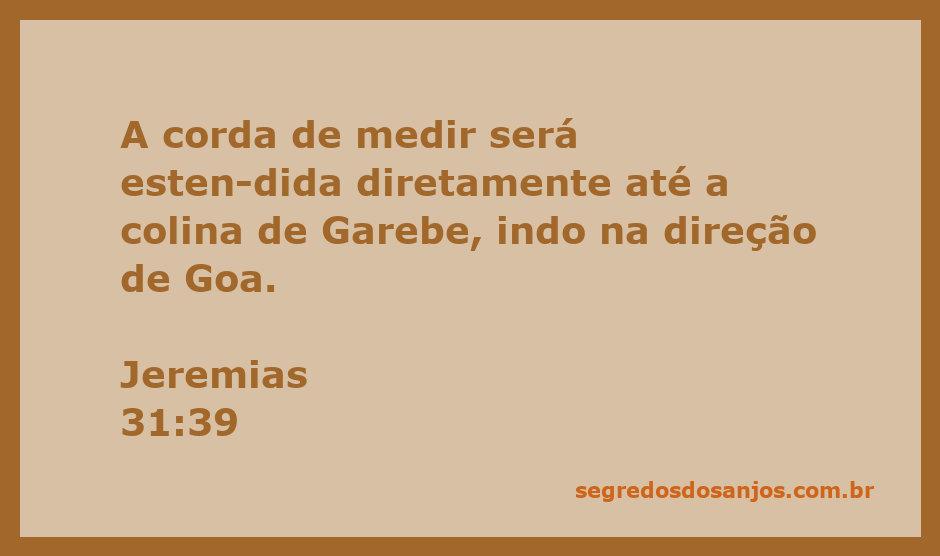 Imagem representativa da passagem bíblica Jeremias 31:39, mostrando a corda de medir estendida até a colina de Garebe.