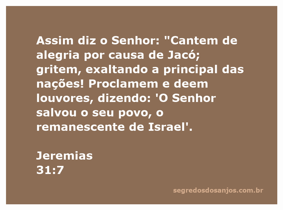 Imagem representando a alegria e celebração do povo de Jacó, conforme Jeremias 31:7.