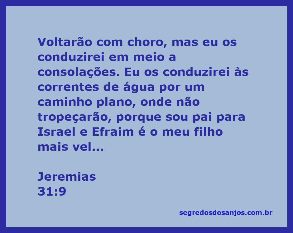 Imagem representando a passagem de Jeremias 31:9, com pessoas voltando em direção a águas tranquilas sob a orientação de uma figura paternal.