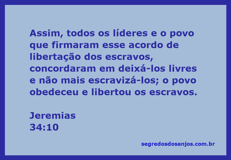 Imagem representando a libertação dos escravos conforme Jeremias 34:10.