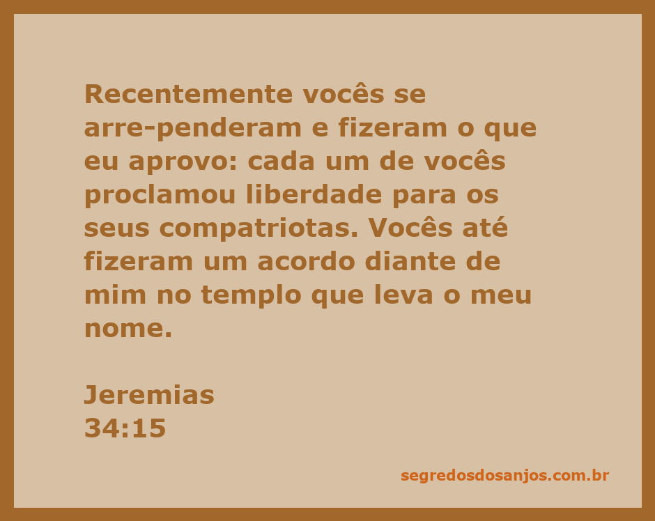 Imagem representativa da passagem Jeremias 34:15, destacando o arrependimento e a proclamação de liberdade.