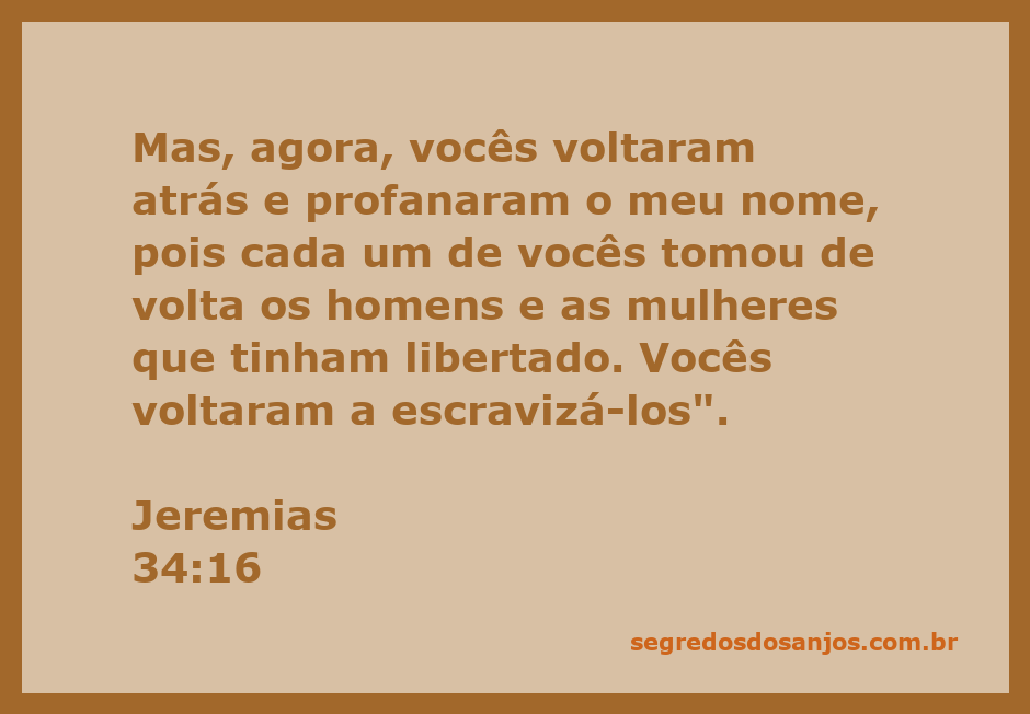 Ilustração de Jeremias 34:16, destacando a advertência sobre a volta à escravidão.