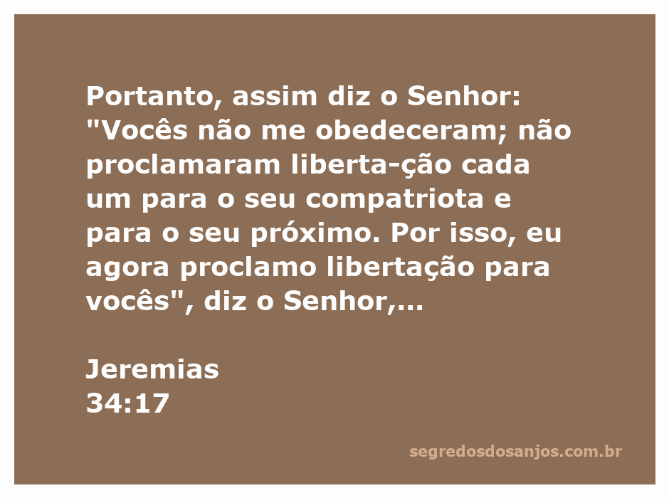 Uma representação artística do versículo Jeremias 34:17, mostrando a mensagem de libertação do Senhor.