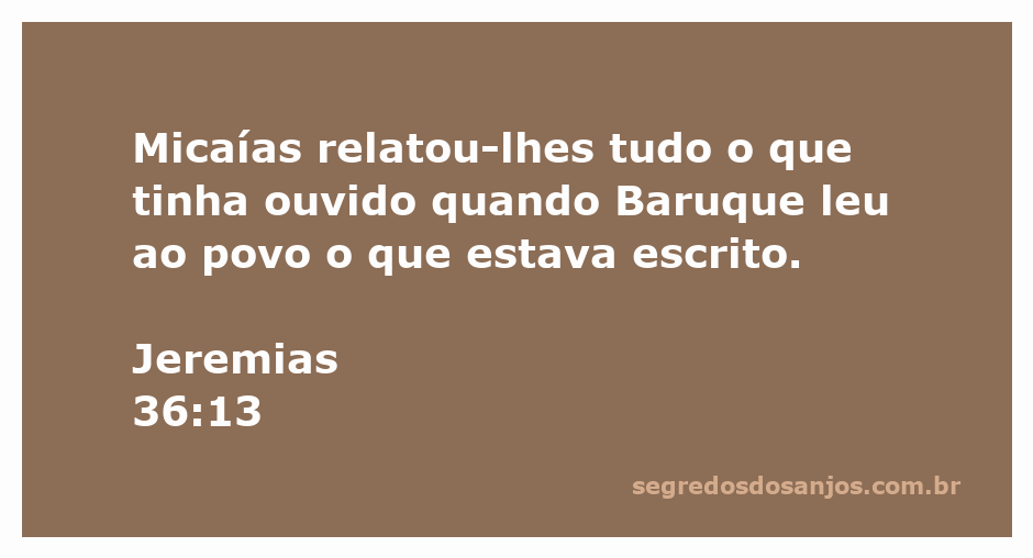 Micaías contando ao povo sobre a leitura das palavras de Baruque de Jeremias.