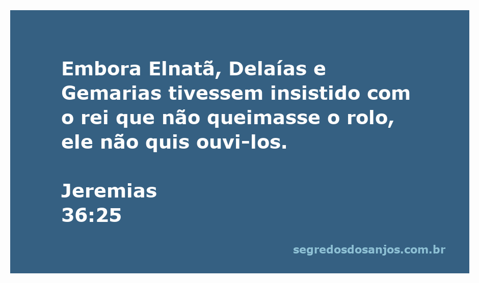 Ilustração do rei desconsiderando os conselhos de Elnatã, Delaías e Gemarias sobre o rolo que não deveria ser queimado.