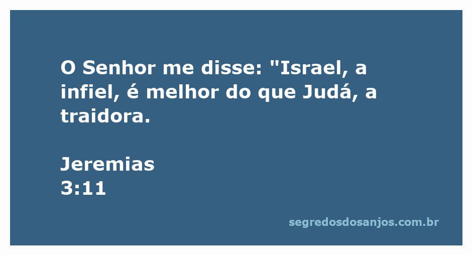 Uma representação da passagem bíblica Jeremias 3:11, destacando a infidelidade de Israel e a traição de Judá.