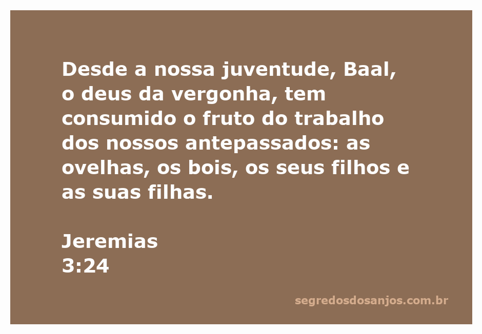Ilustração representando a passagem de Jeremias 3:24, refletindo sobre os efeitos da adoração a Baal na vida e no trabalho dos antepassados.