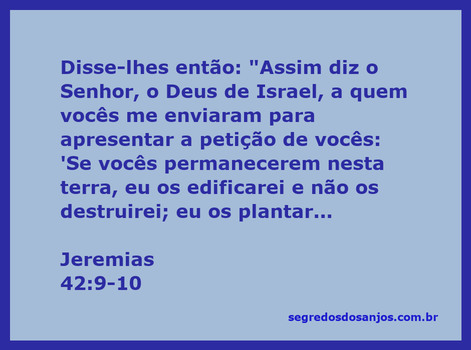 Imagem representativa da passagem de Jeremias 42:9-10, onde Deus promete edificar o povo de Israel.