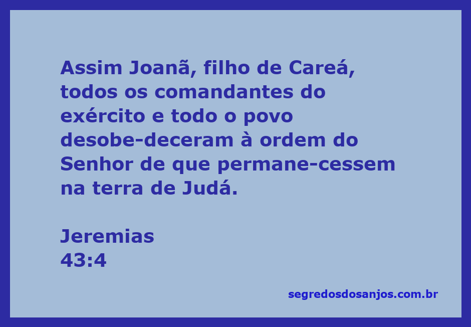 Ilustração da desobediência do povo de Judá conforme descrito em Jeremias 43:4.