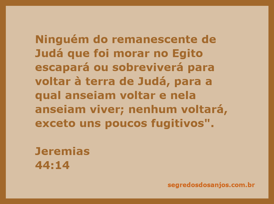 Ilustração do versículo Jeremias 44:14, destacando a mensagem sobre o remanescente de Judá no Egito.