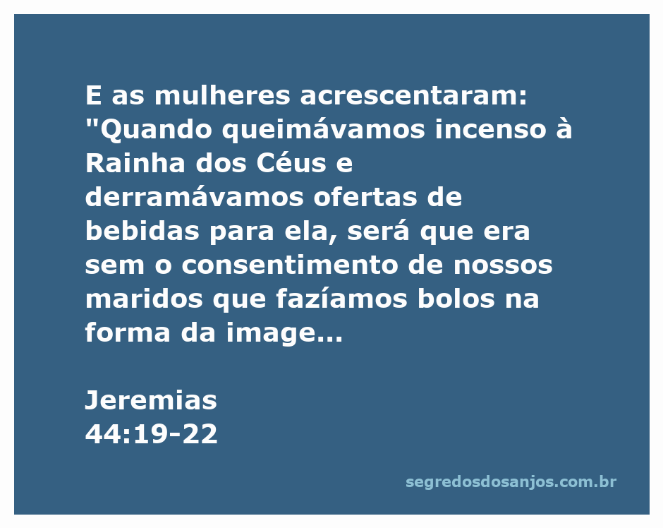 Mulheres queimando incenso e fazendo ofertas à Rainha dos Céus, ilustrando a passagem de Jeremias 44:19-22.