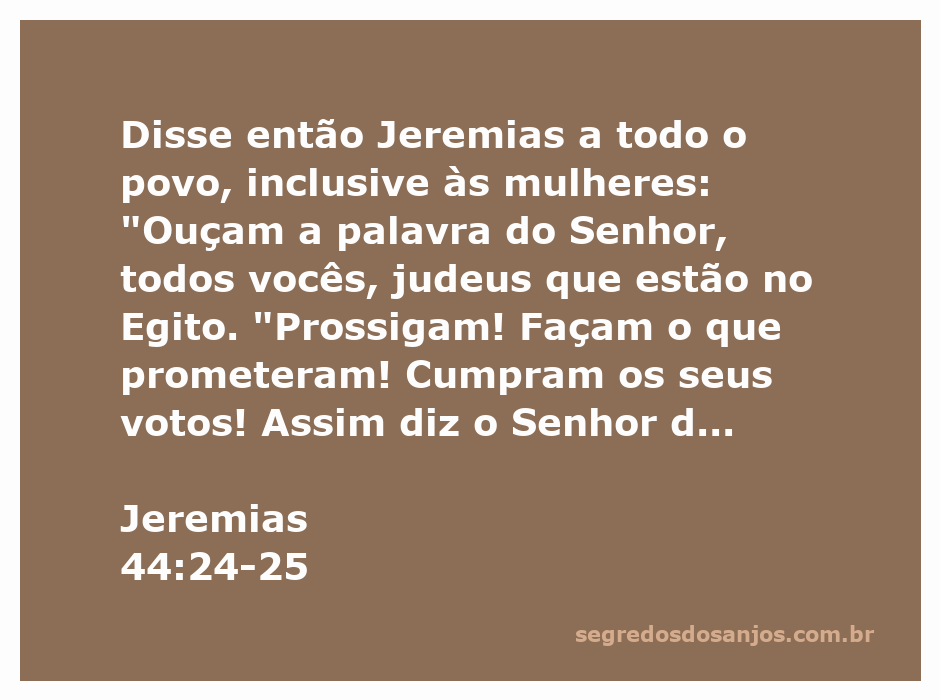 Imagem de Jeremias falando ao povo judeu no Egito sobre o cumprimento de votos a Deus.