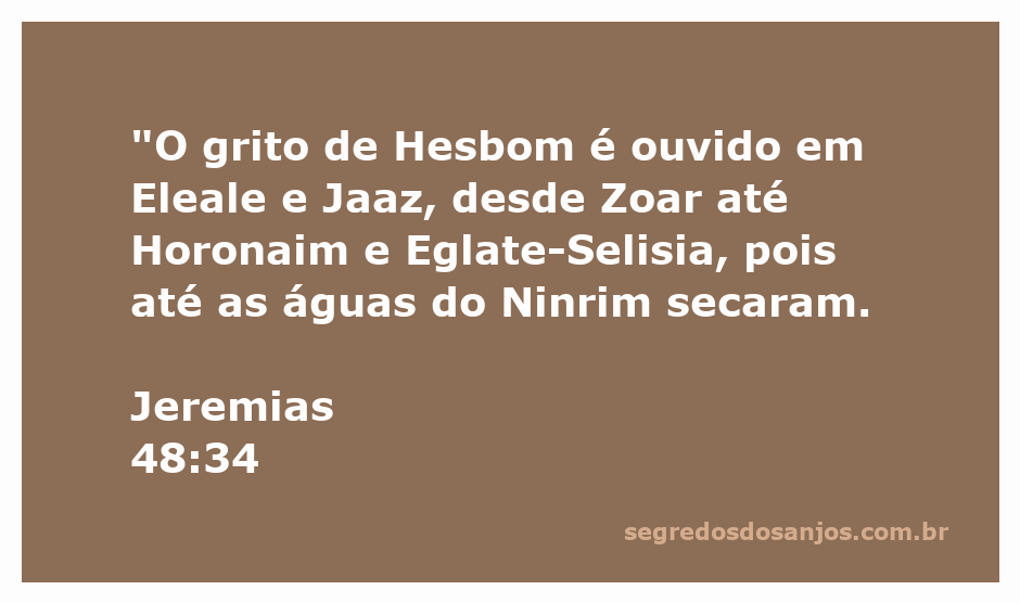 Imagem representativa da passagem Jeremias 48:34, destacando a devastação de Hesbom e a seca das águas do Ninrim.