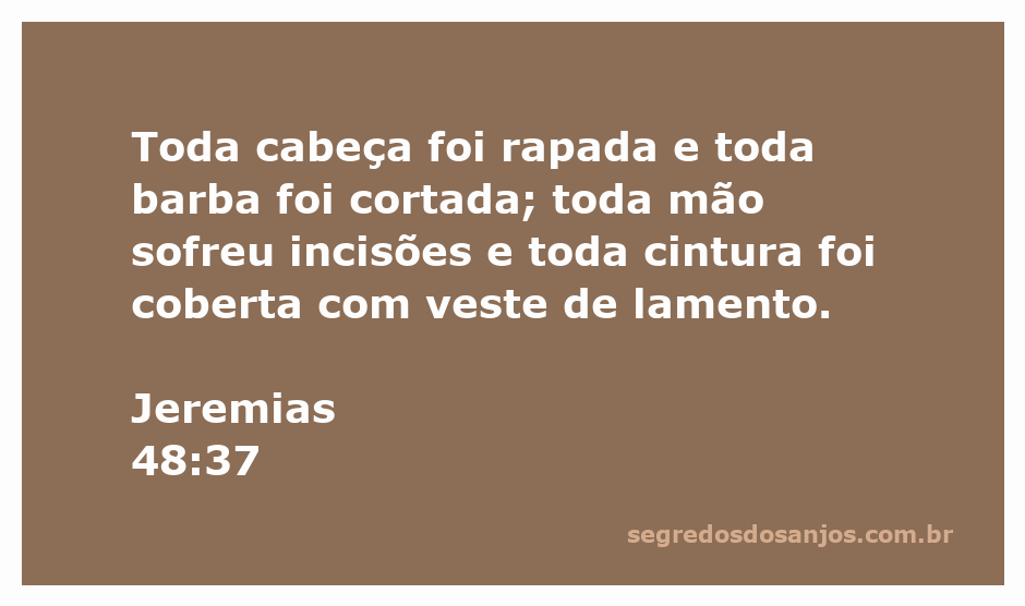 Imagem representativa do lamento e aflição, ilustrando a passagem de Jeremias 48:37, com pessoas com cabeças rapadas e mãos feridas.