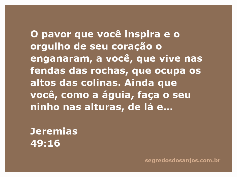 Ilustração de uma águia sobrevoando montanhas rochosas, simbolizando a mensagem de Jeremias 49:16 sobre orgulho e queda.