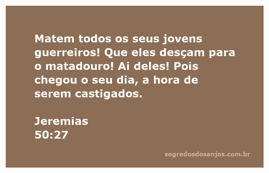 Imagem representando o versículo Jeremias 50:27, com uma cena simbólica de um campo de batalha.