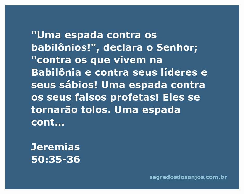 Imagem representando a passagem de Jeremias 50:35-36 sobre a espada do Senhor contra os babilônios.
