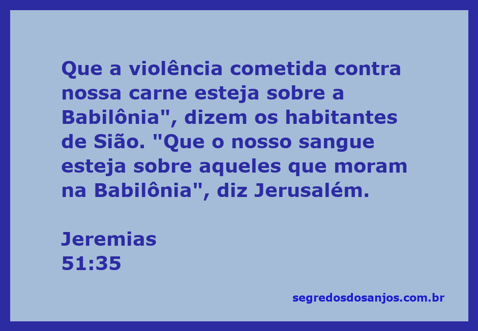 Ilustração da passagem de Jeremias 51:35, representando a justiça divina e a relação entre Sião e Babilônia.