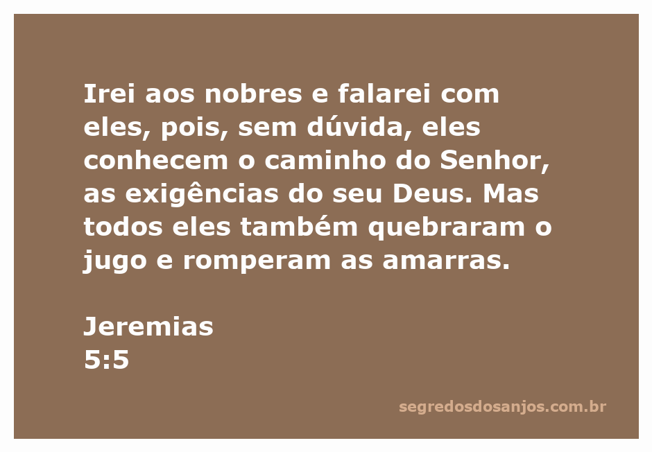 Imagem representando a passagem de Jeremias 5:5, onde se destaca a busca por sabedoria entre os nobres e a reflexão sobre a obediência a Deus.