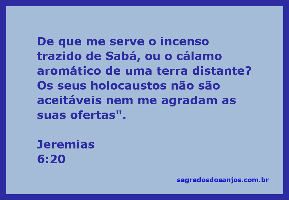 Imagem de um altar com incenso e holocaustos, representando a passagem bíblica de Jeremias 6:20.
