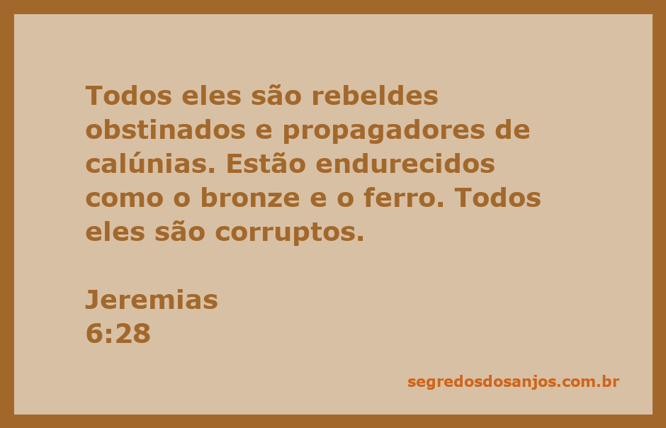 Rebeldes obstinados e corruptos, representando a mensagem de Jeremias 6:28.