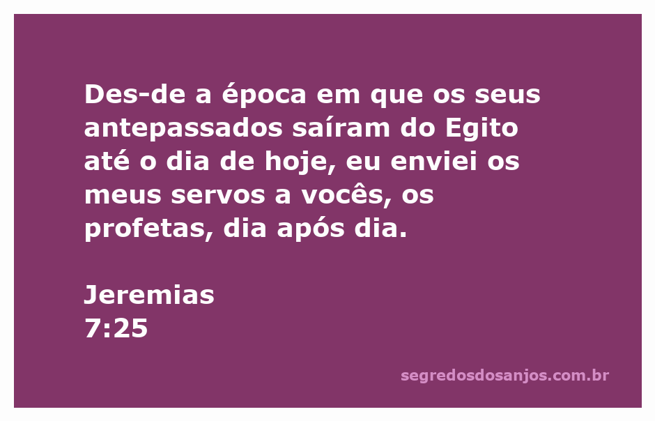 Imagem representativa do versículo Jeremias 7:25, destacando a mensagem de alerta dos profetas enviados por Deus desde a saída do Egito.