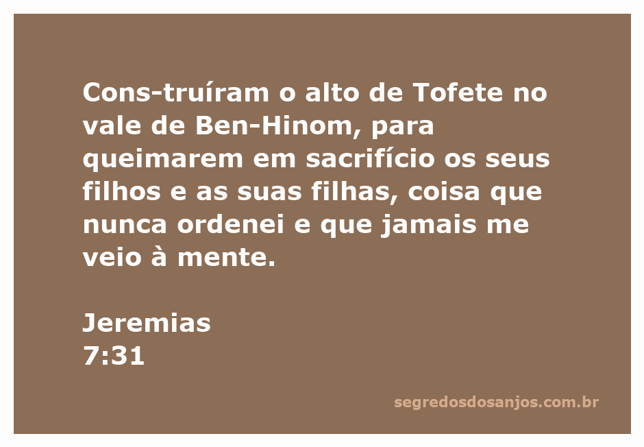 Ilustração do vale de Ben-Hinom, representando o alto de Tofete onde sacrifícios eram feitos.
