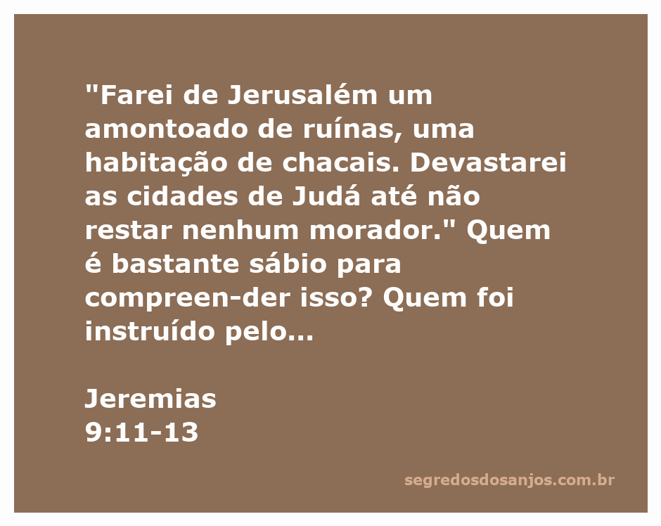 Ilustração da desolação de Jerusalém conforme Jeremias 9:11-13, mostrando ruínas e a natureza tomada por chacais.