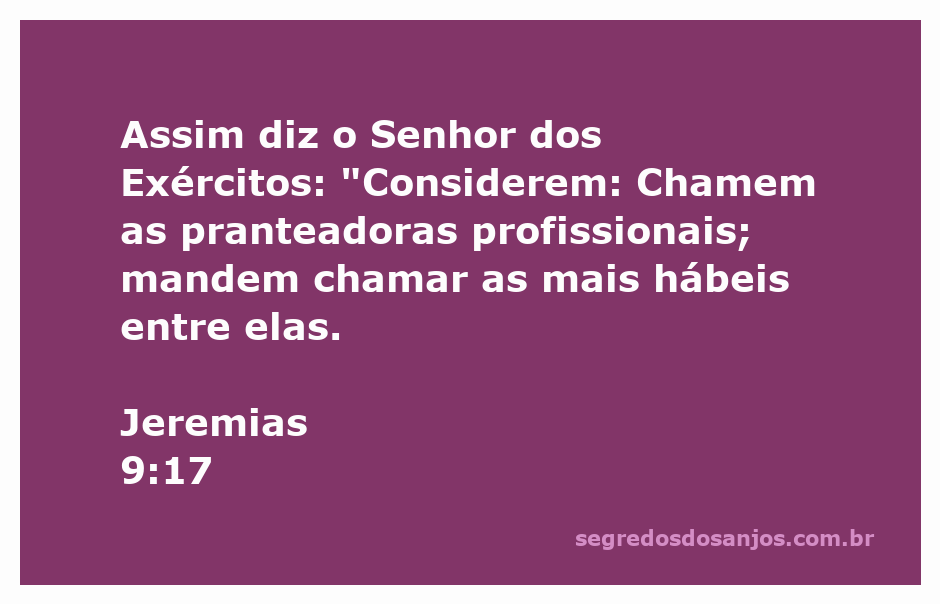 Imagem de pranteadoras profissionais convocadas para lamentar a perda, simbolizando a tristeza expressa em Jeremias 9:17.