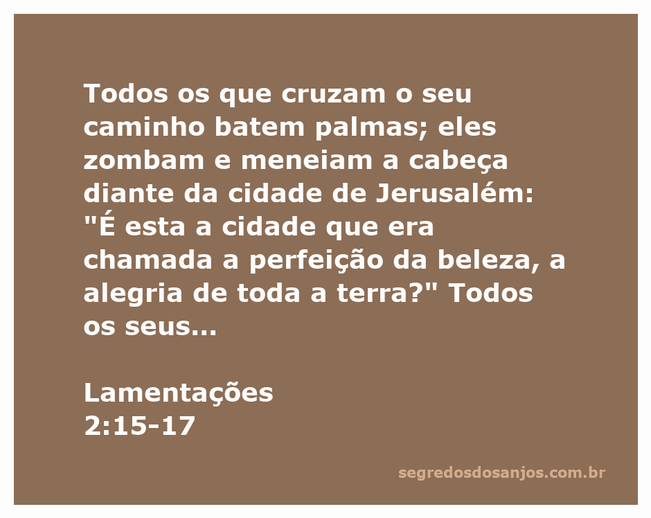 Ilustração da cidade de Jerusalém em ruínas, com inimigos zombando e batendo palmas, representando a desolação descrita em Lamentações 2:15-17.