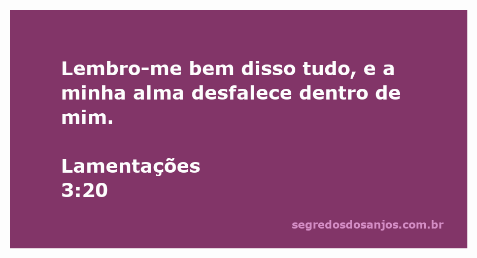 Imagem representativa de reflexão e tristeza, com o texto de Lamentações 3:20.