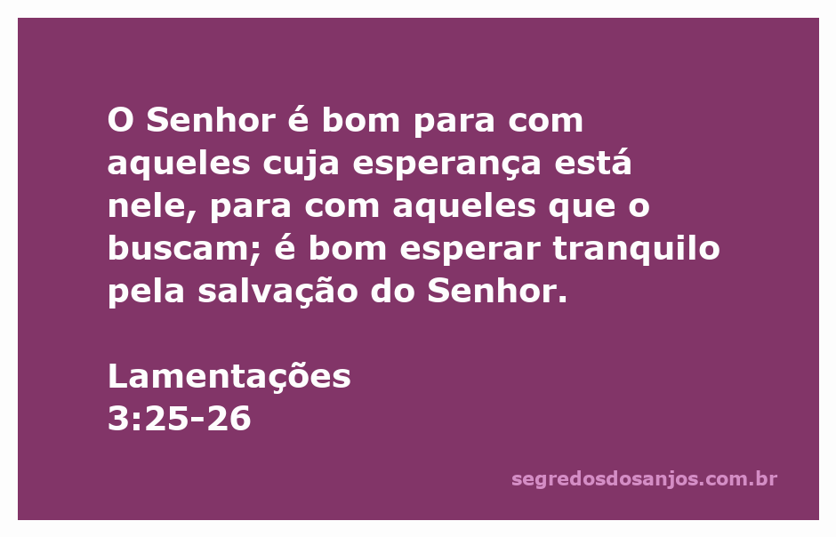 Versículo de Lamentações 3:25-26 destacando a bondade do Senhor e a importância da esperança