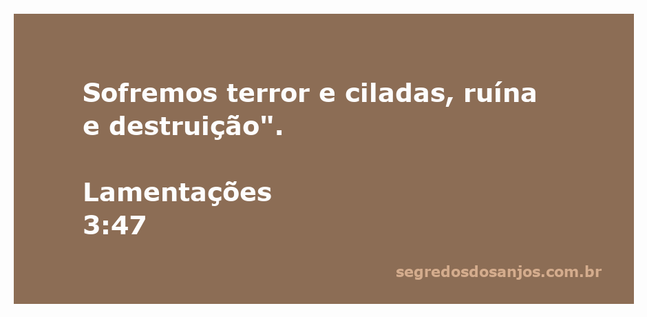 Imagem representativa de Lamentações 3:47 com a frase 'Sofremos terror e ciladas, ruína e destruição'.