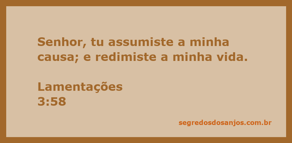 Imagem inspiradora representando a redenção e a proteção divina, com o versículo Lamentações 3:58 escrito em destaque.