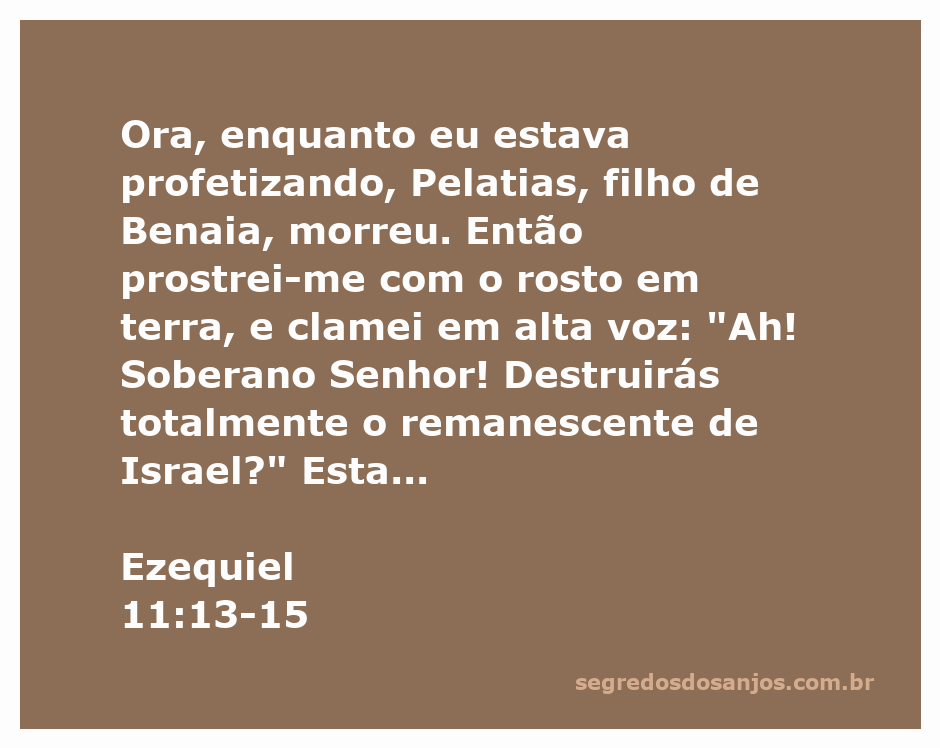 Ilustração de Ezequiel lamentando a morte de Pelatias e clamando ao Senhor sobre o destino de Israel.