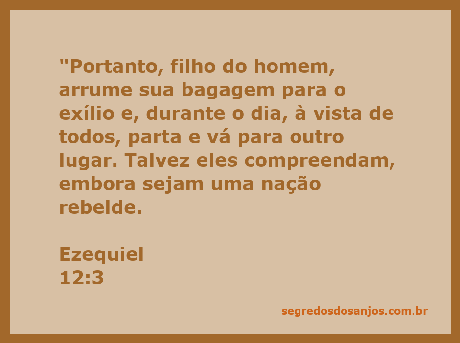 Ilustração de Ezequiel preparando sua bagagem para o exílio conforme a instrução divina.