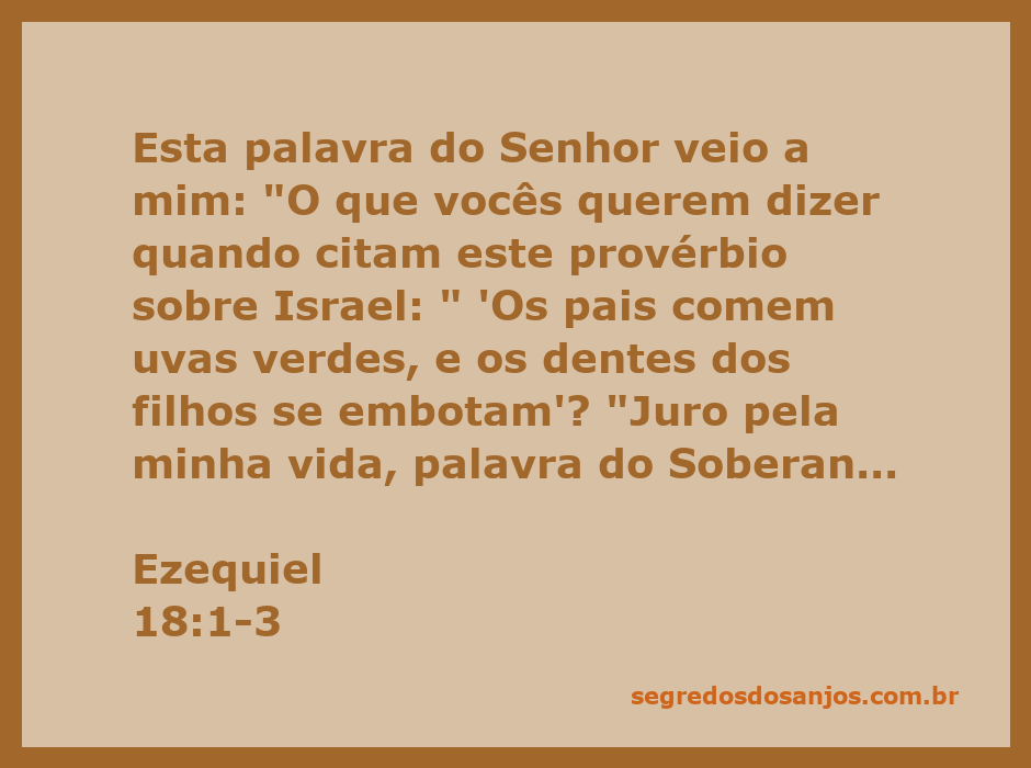 Ilustração da passagem de Ezequiel 18:1-3, destacando a mensagem de responsabilidade individual e a rejeição de provérbios enganosos.