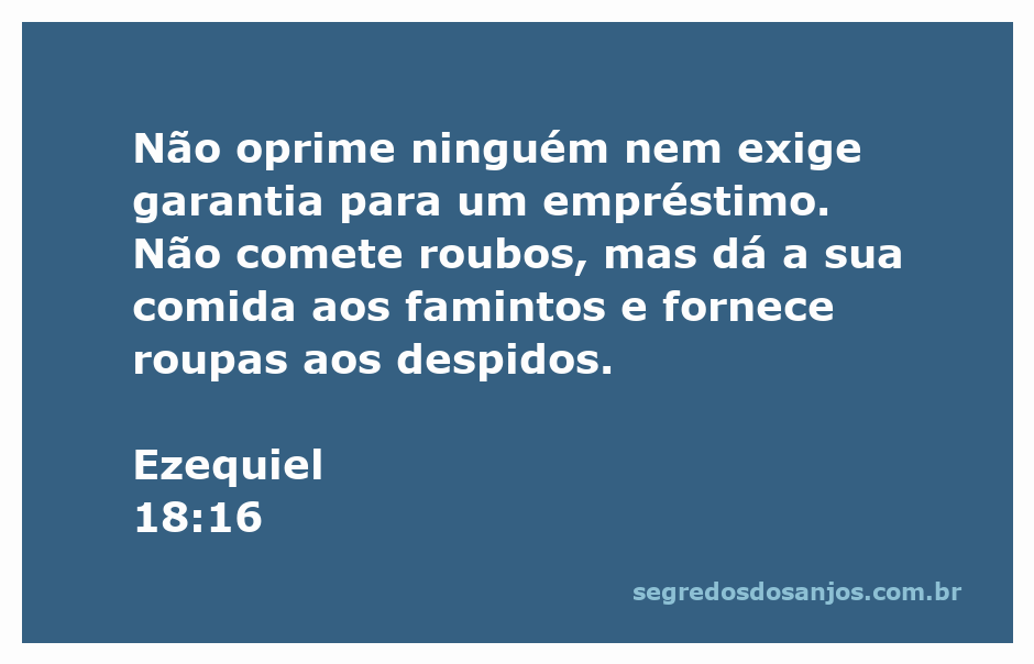 Ilustração de um homem ajudando os necessitados com comida e roupas, representando a mensagem de Ezequiel 18:16.