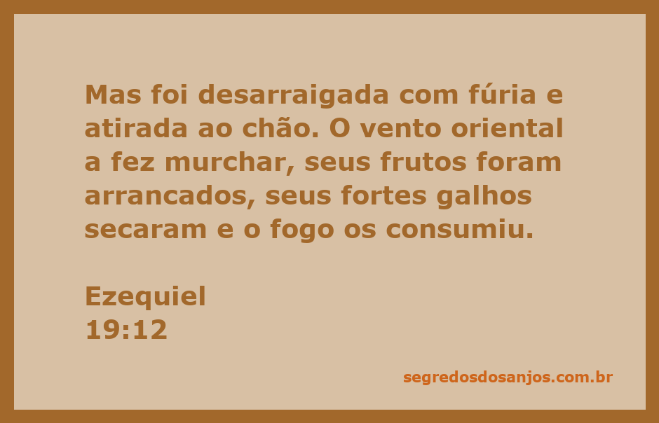 Ilustração simbólica do desarraigamento e destruição representados em Ezequiel 19:12, mostrando uma planta danificada pelo vento e fogo.