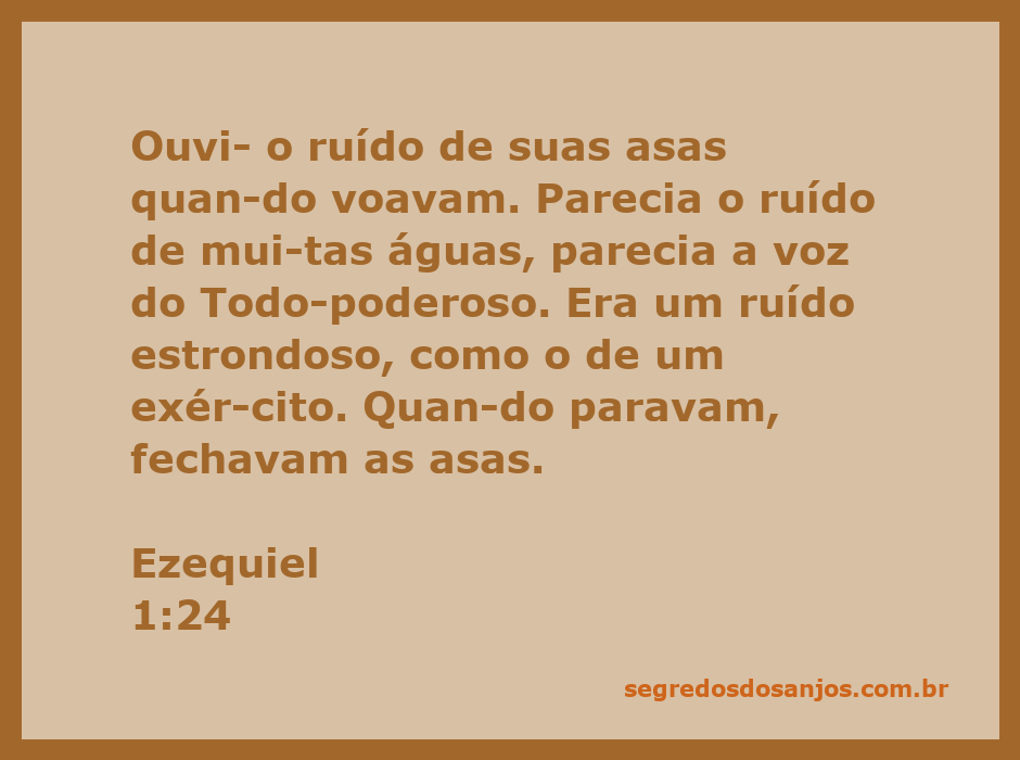 Imagem representando Ezequiel 1:24 com anjos cujas asas fazem um ruído potente, simbolizando a voz de Deus.