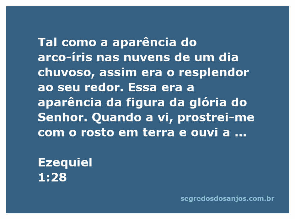 A visão do arco-íris nas nuvens simbolizando a glória do Senhor, conforme descrito em Ezequiel 1:28.