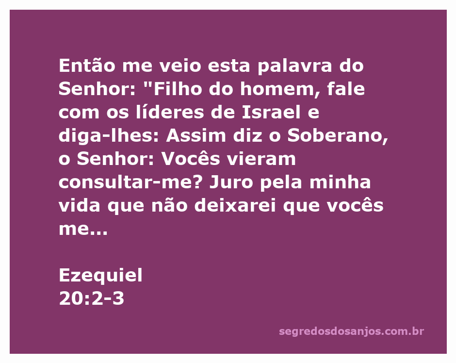 Imagem ilustrativa de Ezequiel 20:2-3, destacando a comunicação de Deus com os líderes de Israel.