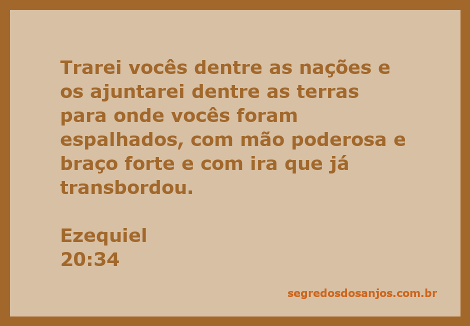 Ilustração do versículo Ezequiel 20:34, mostrando a reunião do povo de Deus das nações.
