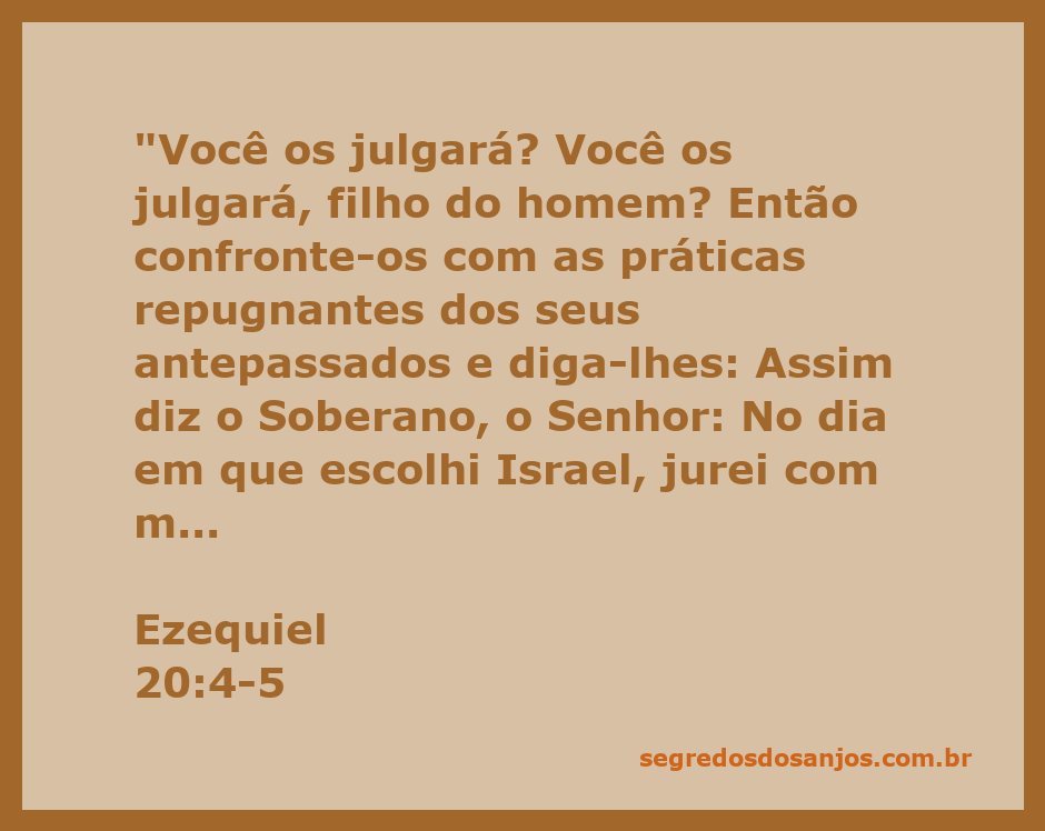 Imagem representativa da passagem de Ezequiel 20:4-5, onde Deus fala sobre o julgamento e a aliança com Israel.