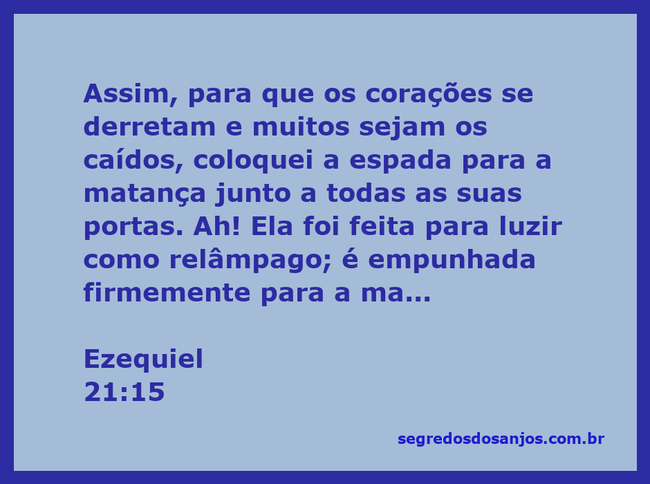 Imagem representativa da passagem de Ezequiel 21:15, destacando a espada empunhada para a matança.